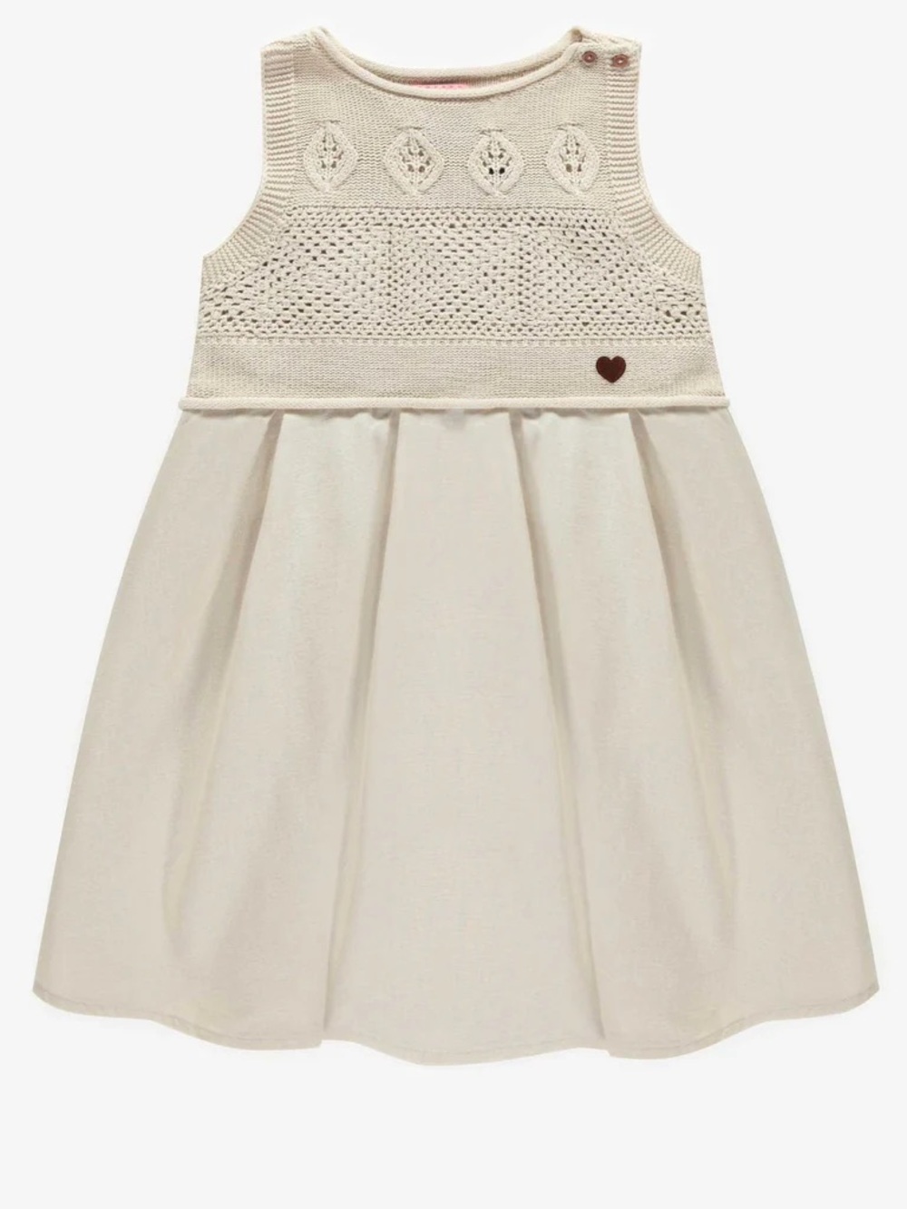 Souris Mini Cotton Linen Crochet Knit Boho Summer Dress 2T 3T Neutral Worn Once
